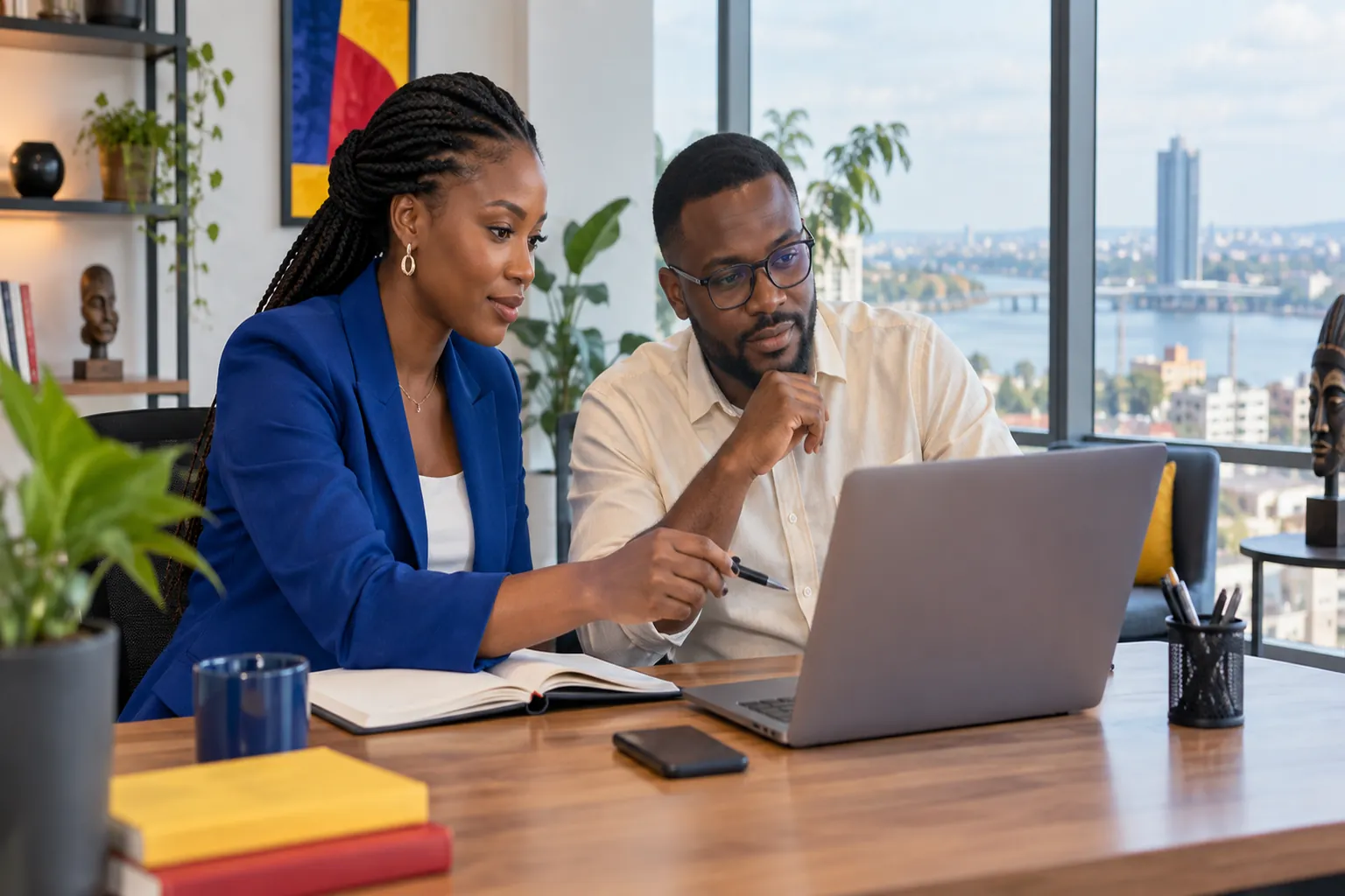 Partenaires camerounais préparant une activité de revendeur